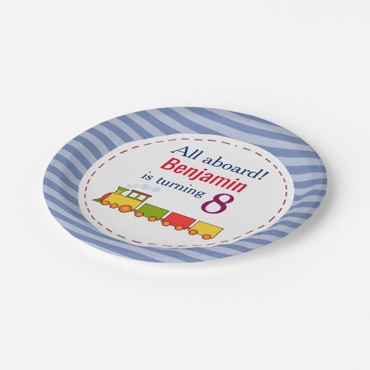 Assiettes En Carton Train Personnalisé N'Importe Quel Âge Anniversaire (Angle)