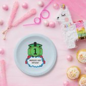 Assiettes En Carton Train Vert Bonne Plaque d'Anniversaire (Fête)