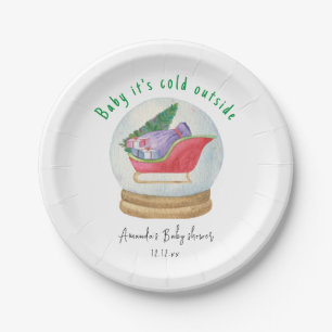 Assiettes En Carton Traîneau du Père Noël - bébé il fait froid dehors