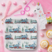 Assiettes En Carton Trains Anniversaire de fête Bleu (Fête)