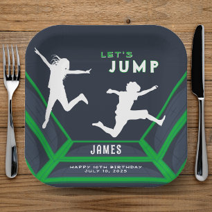 Assiettes En Carton Trampoline Park Jump Green Birthday Party
