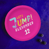 Assiettes En Carton Trampoline rose moderne Jump Kid Bounce Party