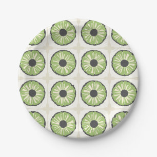 Assiettes En Carton Tranche de Fruit Vert Coordonnée Vert Sauge Tropic