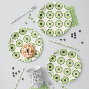 Assiettes En Carton Tranche de Fruit Vert Coordonnée Vert Sauge Tropic