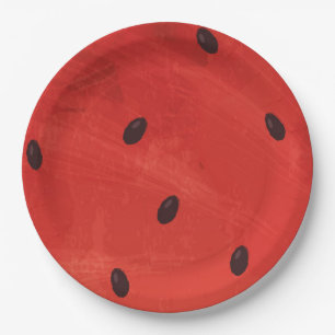 Assiettes En Carton Tranche de pastèque géante à l'aquarelle mignonne 
