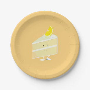 Assiettes En Carton Tranche de sourire de gâteau de citron