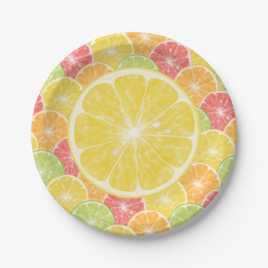 Assiettes En Carton Tranches Citrus citron (Devant)
