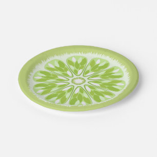 Assiettes En Carton Tranches d'agrumes Lime vert