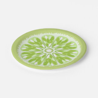 Assiettes En Carton Tranches d'agrumes Lime vert