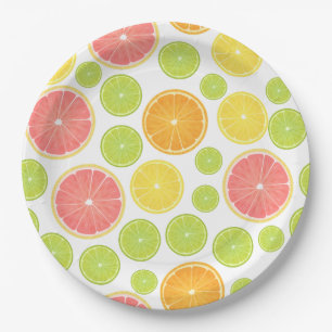 Assiettes En Carton Tranches de Citron Colorées