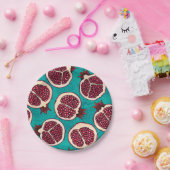 Assiettes En Carton Tranches de grenade sur turquoise (Fête)