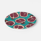 Assiettes En Carton Tranches de grenade sur turquoise (Angle)