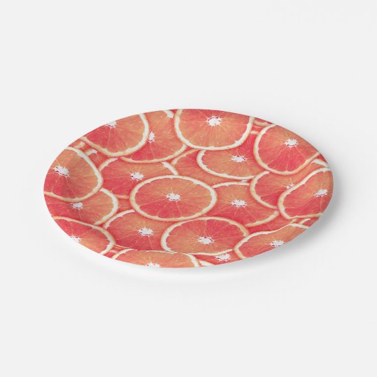 Assiettes En Carton Tranches de pamplemousse rose (Angle)