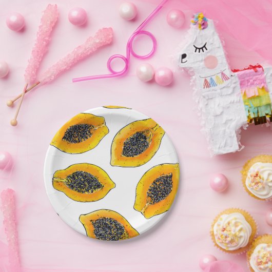 Assiettes En Carton Tranches de Papaya (Fête)