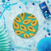 Assiettes En Carton Tranches de papaye turquoise (Fête)