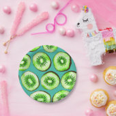 Assiettes En Carton Tranches Kiwi sur turquoise (Fête)