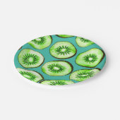 Assiettes En Carton Tranches Kiwi sur turquoise (Angle)