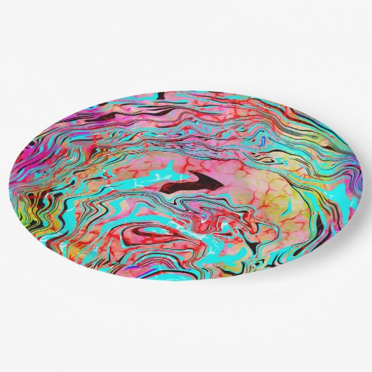 Assiettes En Carton Tranquillité Abstrait Fluid Art (Angle)