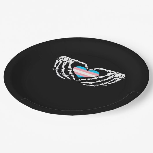 Assiettes En Carton Trans Pride Skeleton Halloween Transgenre Goth He (Angle)