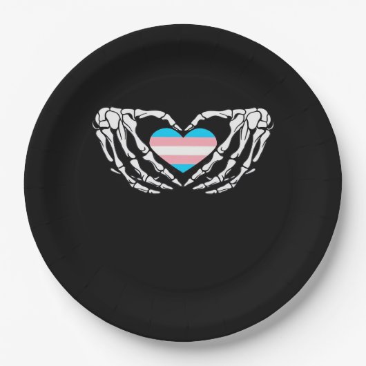 Assiettes En Carton Trans Pride Skeleton Halloween Transgenre Goth He (Devant)