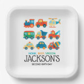 Assiettes En Carton Transport Voitures Camions Train Premier anniversa (Recto)