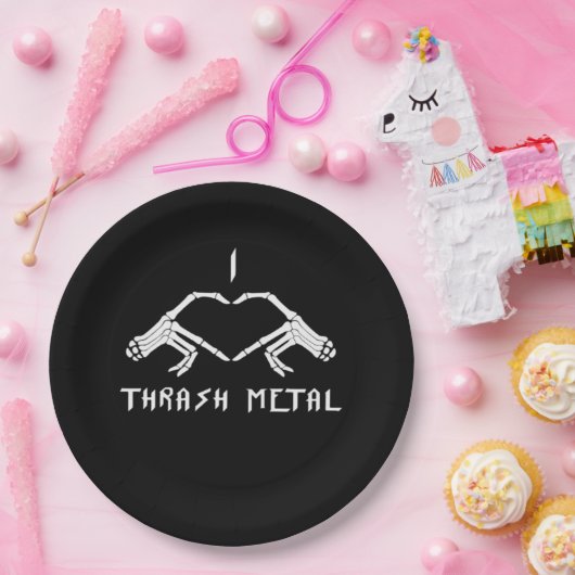 Assiettes En Carton Trash Squelette Mains Coeur Classique (Fête)