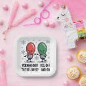 Assiettes En Carton Travailler pendant les fêtes Noël drôle plaisanter (Fête)