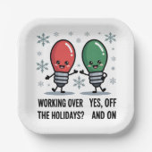 Assiettes En Carton Travailler pendant les fêtes Noël drôle plaisanter (Recto)