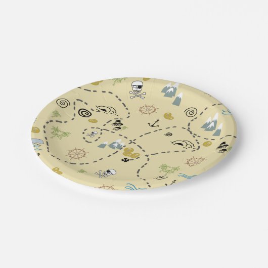 Assiettes En Carton Treasure Map party (Angle)
