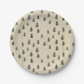 Assiettes En Carton Tree Mountain Illustration Pattern Rustic (Devant)