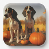 Assiettes En Carton Trek Walker Coonhound Chiot Citrouille d'automne (Recto)