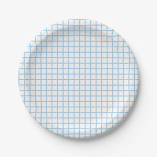 Assiettes En Carton Trellis Baby Blue - Blanc