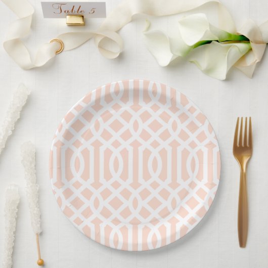 Assiettes En Carton Trellis rose (Mariage)