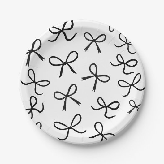Assiettes En Carton Trendy Cute Little Black Bows Blanc (Devant)