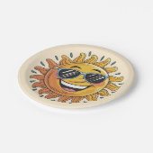 Assiettes En Carton Trendy Happy Yellow Sun with Sunglasses   (Angle)