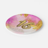 Assiettes En Carton Trendy Rose or doux 16 Plaques papier d'anniversai (Angle)