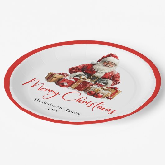 Assiettes En Carton Trendy Santa Claus Stylish Warmish Holiday Plate (Angle)