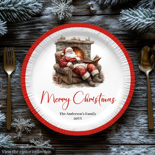 Assiettes En Carton Trendy Santa Claus Watercolor Holiday Tableware
