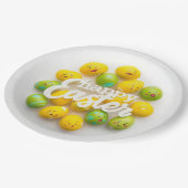Assiettes En Carton Trendy Yellow & Green  Easter Eggs Pattern Paper  (Angle)
