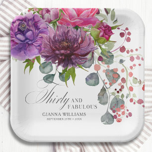 Assiettes En Carton Trente et fabuleux Elégant Floral 30e anniversaire