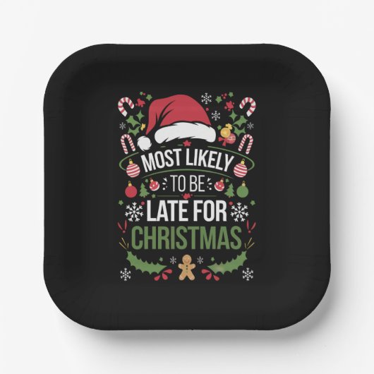 Assiettes En Carton Très Probable D'Être En Retard Pour Noël Famille A (Recto)