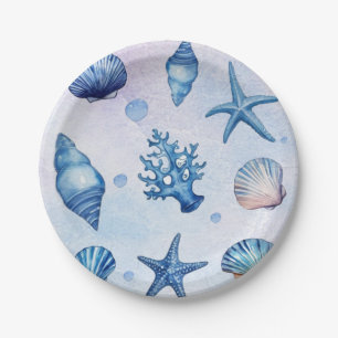 Assiettes En Carton Trésors de Coquillages de Mer Côtière Moderne Anni