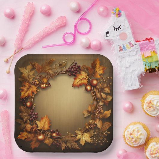 Assiettes En Carton Trésors dorés de l'automne : Récolte de germes (Fête)