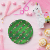 Assiettes En Carton TRex à Santa Hat sur Green (Fête)