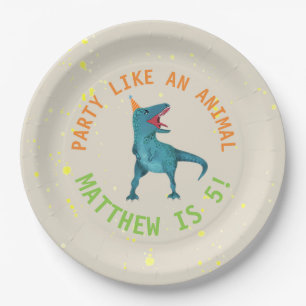 Assiettes En Carton Trex Dinosaur Plaques de fête d'anniversaire