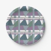 Assiettes En Carton Triangle géométrique Motif bleu violet vert (Devant)