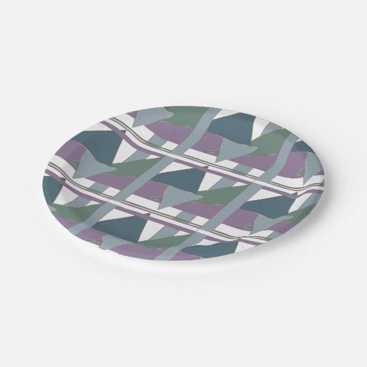 Assiettes En Carton Triangle géométrique Motif bleu violet vert (Angle)