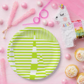 Assiettes En Carton Triangle - Lime vert et blanc (Fête)