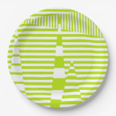 Assiettes En Carton Triangle - Lime vert et blanc (Devant)