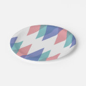 Assiettes En Carton Triangles bleu et corail (Angle)